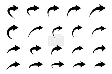 Illustration for Set of black curved arrows isolated on white. - Royalty Free Image