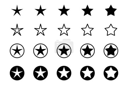 Ilustración de Iconos estrella. Símbolos de estrellas vectoriales aislados sobre fondo blanco. - Imagen libre de derechos