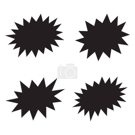 Illustration for Black bursting star shapes. Set of comic splash, explosion, burst, bang, blast, shine, star vector for sale labels, stickers. - Royalty Free Image