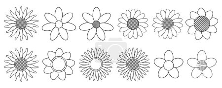 Illustration for Flower icon set, vector line icon isolated. Thin line art. - Royalty Free Image