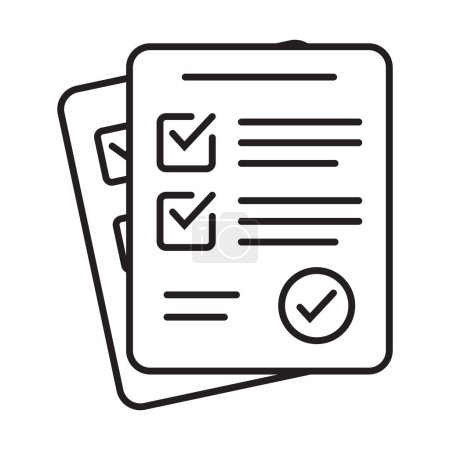 Survey icon. Questionnaire checklist form. Brief, survey or paper exam with check list. Report document with tick or checkmark.
