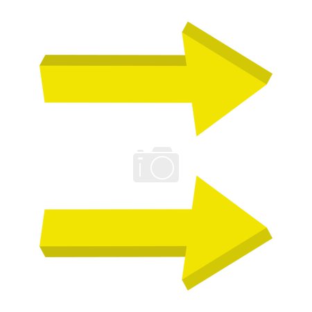 Téléchargez les illustrations : Flèches 3D jaunes avec ombre dans la bonne direction. - en licence libre de droit