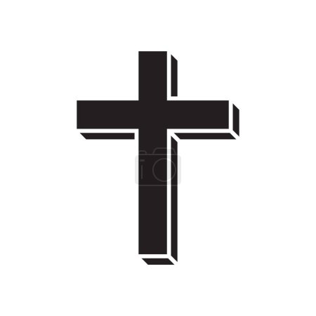 Téléchargez les illustrations : Icône vectorielle croix chrétienne, symbole croix religion. - en licence libre de droit