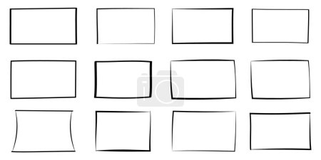 Illustration for Set of hand drawn rectangle. Text box and frames. Vector illustration. - Royalty Free Image