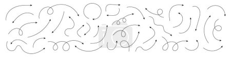 Illustration for Set of vector hand drawn curved arrows. Collection of pointers. Vector illustration. - Royalty Free Image