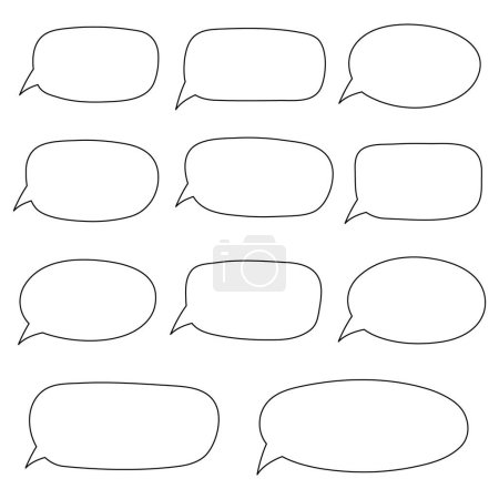 Illustration for Speech bubble, speech balloon, chat bubble line art vector icon for apps and websites. Set of hand drawn speech bubbles. - Royalty Free Image