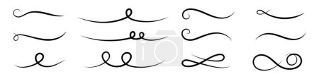 Underline text. Hand drawn collection of curly swishes, swashes, swoops. Calligraphy swirl. Highlight text elements.