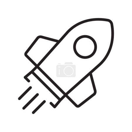 Illustration for Rocket icon. Simple outline rocket sign. Rocket launched icon. - Royalty Free Image