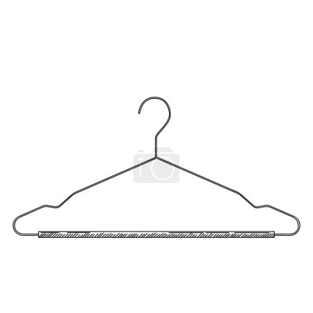 Illustration for Metal coat hanger in vintage engraved style. Sketch of coat hanger. Front view. Isolated on white background. Vector illustration - Royalty Free Image