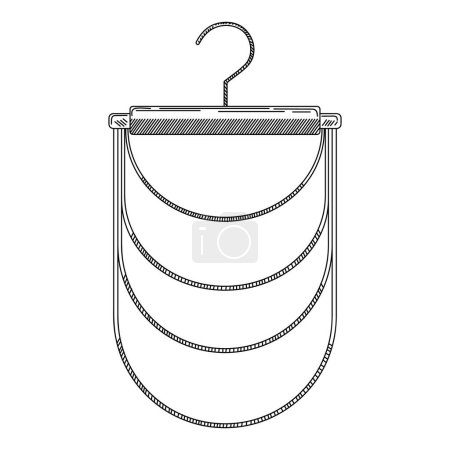 Illustration for Metal coat hanger for trousers in vintage engraved style. Sketch of coat hanger. Front view. Isolated on white background. Vector illustration - Royalty Free Image
