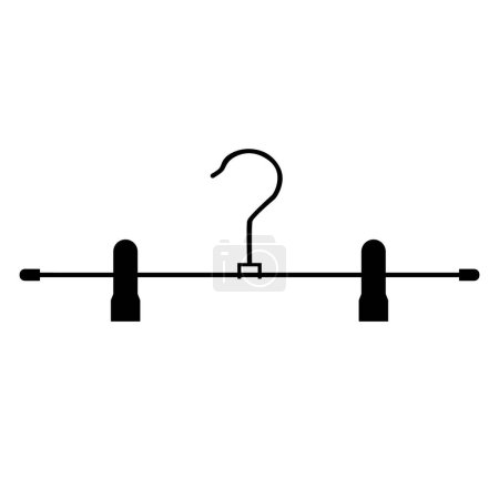 Illustration for Metal coat hanger with clothespins outline icon. silhouette coat hanger for trousers. Front view. Isolated on white background. Vector illustration - Royalty Free Image