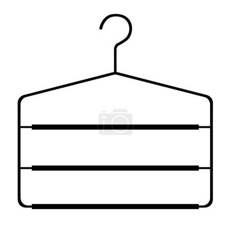 Illustration for Metal coat hanger for trousers outline icon. Silhouette coat hanger. Front view. Isolated on white background. Vector illustration - Royalty Free Image