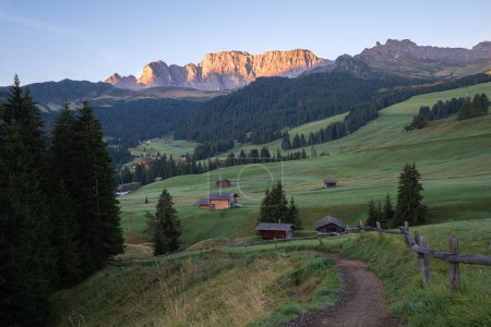 Panoramic image of landscape in South Tirol with famous Seiser Alp, Italy, Europe