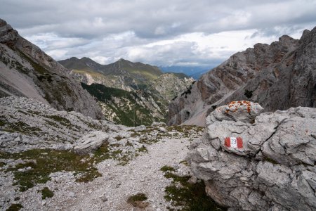 Imagen panorámica del paisaje en el sur del Tirol con el famoso valle de Prags, Italia, Europa