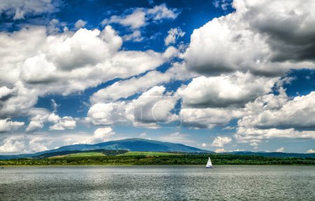 Sailing on water reservoir Oravska priehrada, Slovakia