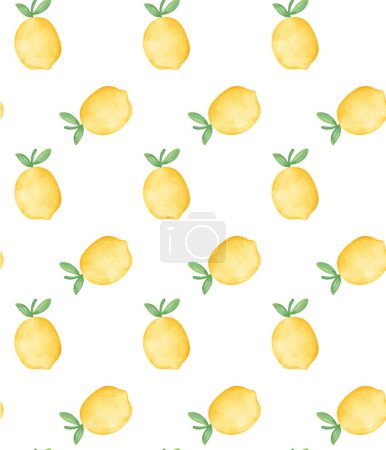Illustration for Lemon Watercolor Seamless Pattern, Citrus Fruit Background - Royalty Free Image