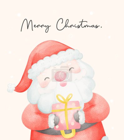 Illustration for Cute Santa Claus with gifts cartoon character Watercolor Art idea for greeting card. - Royalty Free Image