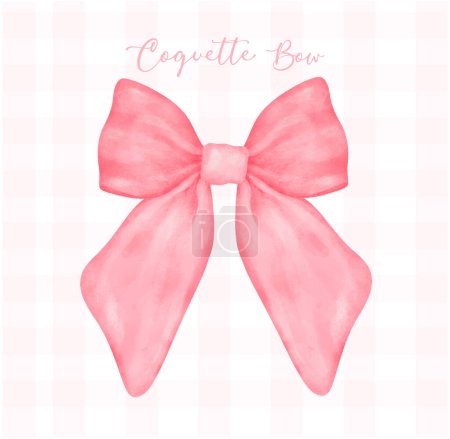 Illustration for Coquette pink bow vintage feminine Aesthetic watercolor. - Royalty Free Image
