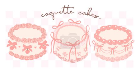 Coquette Cake Retro Groovy Pastel Design con pancarta de lazo de cinta
