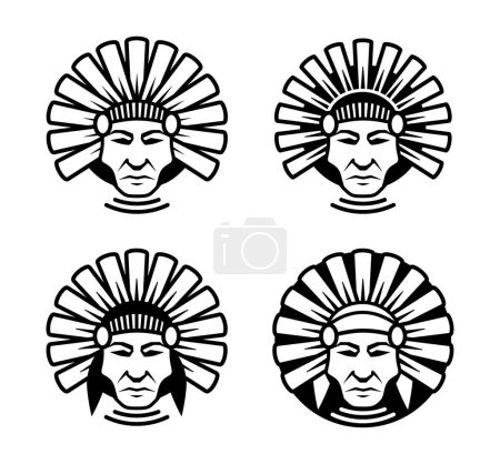 Foto de Indígenas nativos cabezas logo - vector - Imagen libre de derechos
