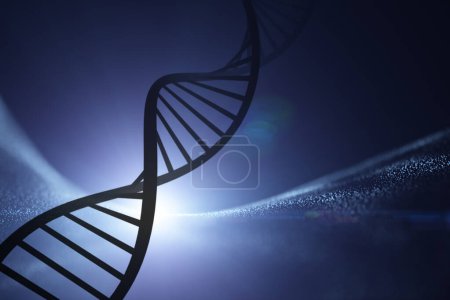 Photo for Abstract digital dna molecule on futuristic shiny copy space illustration background. - Royalty Free Image