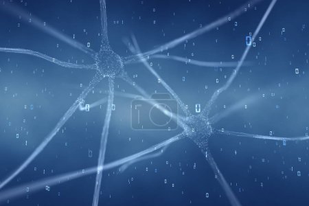 Photo for Nerve cells in the brain binary code illustration background. - Royalty Free Image