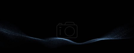 Photo for Dotted waves on clean black background. Concept digital technology network copy space illustration background. - Royalty Free Image