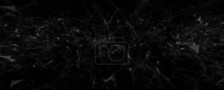 Photo for Abstract three-dimensional digital technology network blurred lines and dots on black copy space background. Selective focus used. - Royalty Free Image