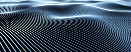 Photo for Glowing blurred wave lines illustration on black backgrounds. - Royalty Free Image