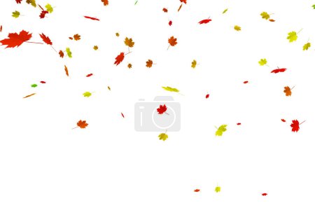 Photo for Falling colourful autumn leaves isolated on white copy space background. - Royalty Free Image