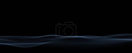 Photo for Dotted waves on clean black background. Concept digital technology network copy space illustration background. - Royalty Free Image