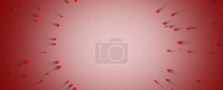 Photo for Small red hearts with shadows on red background for Valentine's Day. Copy space Illustration. - Royalty Free Image
