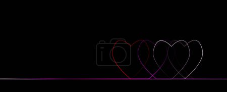 Photo for Abstract Valentine's day heart shape lines on clean black copy space illustration background. - Royalty Free Image