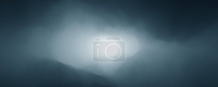 Photo for Mystic dark blue foggy light tunnel copy space illustration background. - Royalty Free Image