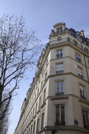 Corner of residential building in the nine arrondissement of Paris, France.