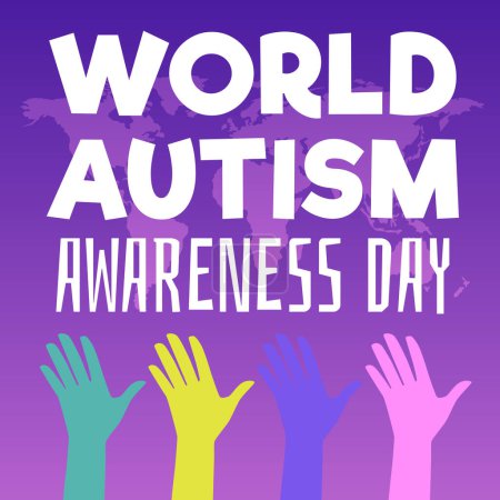 Illustration for World autism awareness day healthcare informative campaign banner or poster template, flat vector illustration. Autism information support and awareness concept. - Royalty Free Image