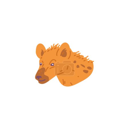 Ilustración de Hiena manchada africana cabeza animal salvaje vector plano ilustración aislada sobre fondo blanco. Cabeza de hiena depredador mamífero animal de sabana africana. - Imagen libre de derechos