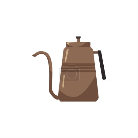 Illustration for Gooseneck kettle for drip brewed coffee preparation, flat vector illustration isolated on white background. Household and kitchen crockery. Equipment for water boiling and drinks making. - Royalty Free Image
