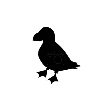 Téléchargez les illustrations : Atlantic puffin or deadlock silhouette, flat vector illustration isolated on white background. Black shape of seabird, Atlantic Ocean inhabitant. - en licence libre de droit