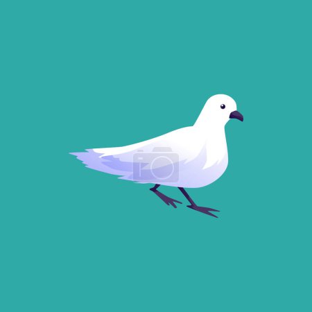 Téléchargez les illustrations : Snow petrel bird drawing, flat vector illustration isolated on green background. Seabird of Antarctica and South Pole. Concepts of nature and marine birds. - en licence libre de droit