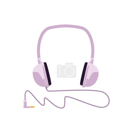 Illustration for Headphone headset icon, flat cartoon vector illustration isolated on white background. Headphone or earphone for mobile phone and music player devices. - Royalty Free Image