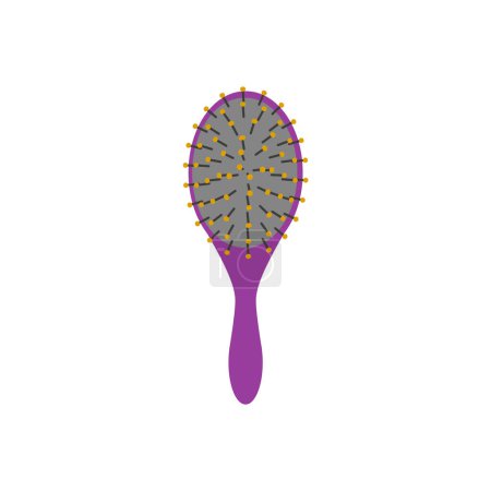 Illustration for Massage hair brush tool icon flat vector illustration isolated on white background. Hair soft brush implement for hairdressing and styling, self-hygiene.. - Royalty Free Image