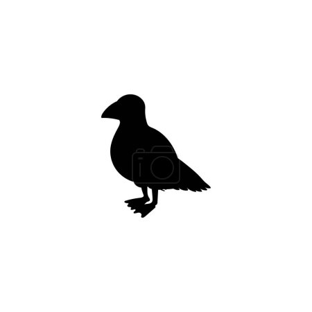 Illustration for Seagull or gull bird black silhouette monochrome vector illustration isolated on white background. Gull sea bird outline shape or contour image for design and print. - Royalty Free Image