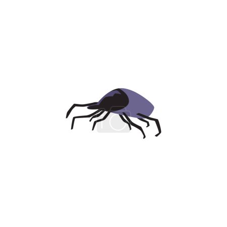 Illustration for Tick or mite bug, flat vector illustration isolated on white background. Dangerous insect. Concept of pest control service. Black toxic bug drawing. - Royalty Free Image