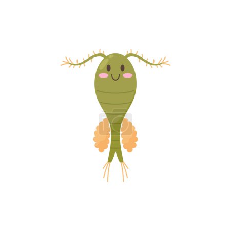Illustration for Clam or crawfish crustacean funny sea animal cartoon character, flat vector illustration isolated on white background. Marine crustacean or shellfish character. - Royalty Free Image