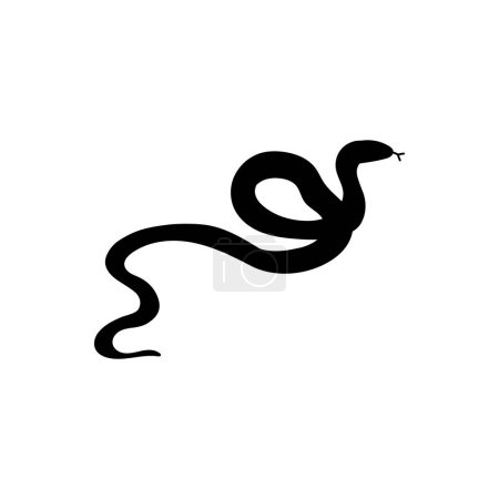 Illustration for King snake black silhouette. North America animals. Wild serpent isolated on white background. Non-venomous creature. Cartoon vector contour illustration. - Royalty Free Image
