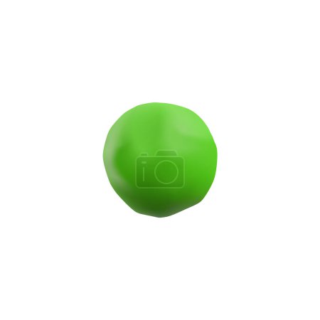 Illustration for Plasticine green ball 3D style, vector illustration isolated on white background. Simple decorative design element, volume single object, geometric figure - Royalty Free Image