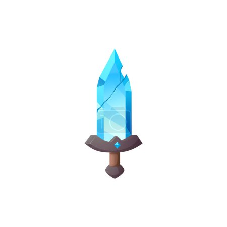 Illustration for Fantasy magic sword with glowing crystal blade, realistic 3D vector illustration isolated on white background. Magic knight weapon icon or game asset design. - Royalty Free Image