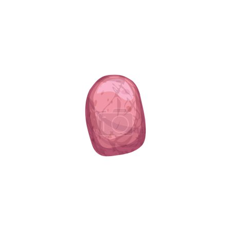 Rosafarbener Kiesel oder Naturstein Jaspis, Rosenquarz oder Karneol. Cartoon glattes kleines Gestein, natürlicher mineralischer Edelstein. Vektor-Illustration eines einzigen glänzenden Marmorfelsens auf weißem Hintergrund.