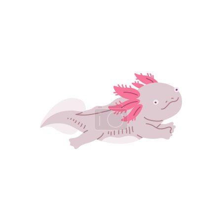 A playful axolotl illustration, with soft pastel colors and a whimsical design. Vector art of this charming aquatic salamander, perfect for educational and decorative use.